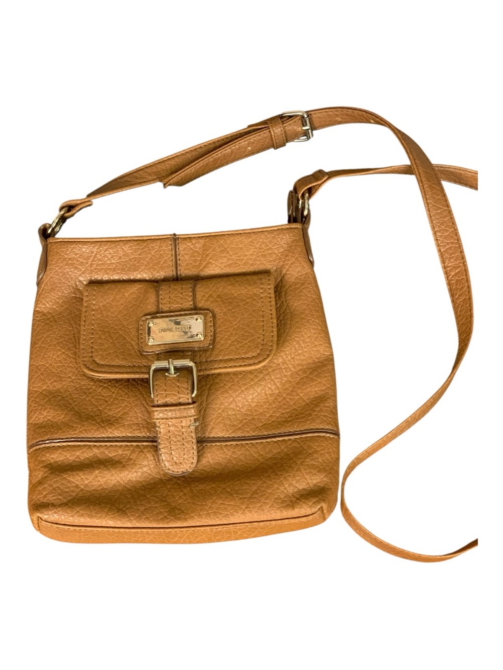 Nine West Tan Faux Leather Crossbody‎ Bag Adjustable Strap Travel Errands